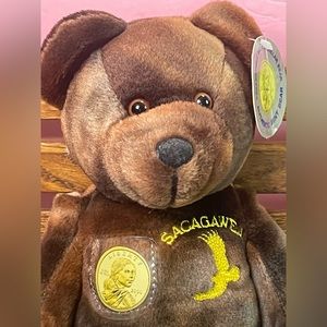 2000 Sacagawea Mint $1 Collectible Golden Dollar Bear Plush Lewis & Clark 10”